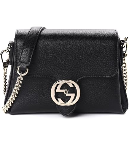 Gucci Women's Black Leather 510304 Interlocking GG Crossbody Purse